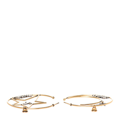 Christian Dior Metal Moon Star J'Adior Asymmetrical Hoop Earrings Gold Palladium 3 of 3