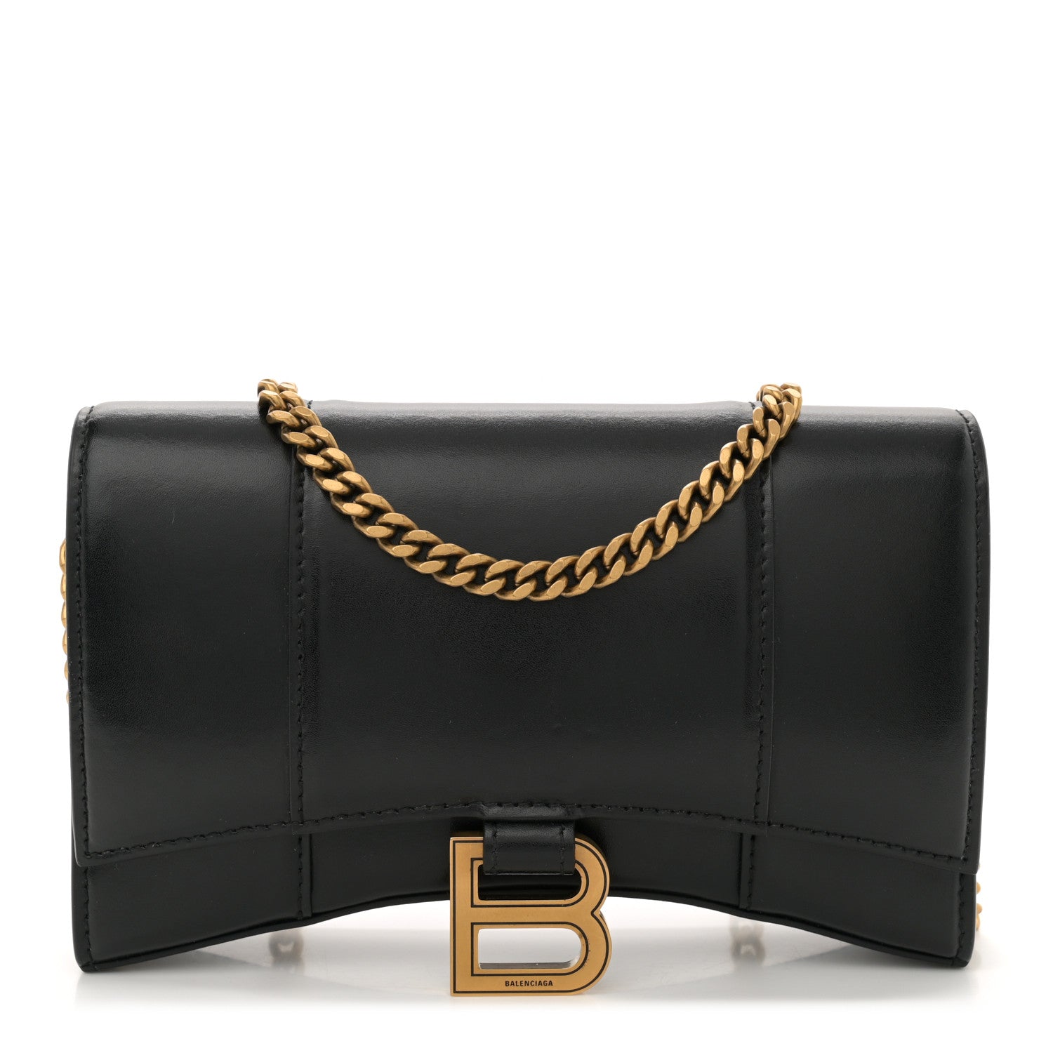 Balenciaga Shiny Box Calfskin Hourglass Chain Bag Black 1 of 11