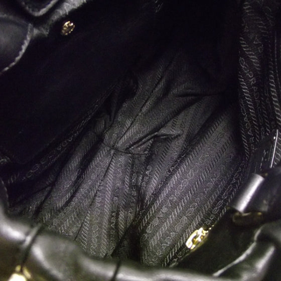 Prada Nappa Leather Stripe Tote Black 7 of 10