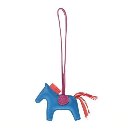 Hermes Milo Lambskin Matte Alligator Touch Grigri Rodeo Horse Bag Charm PM Bleu France Orange Poppy Framboise 1 of 4