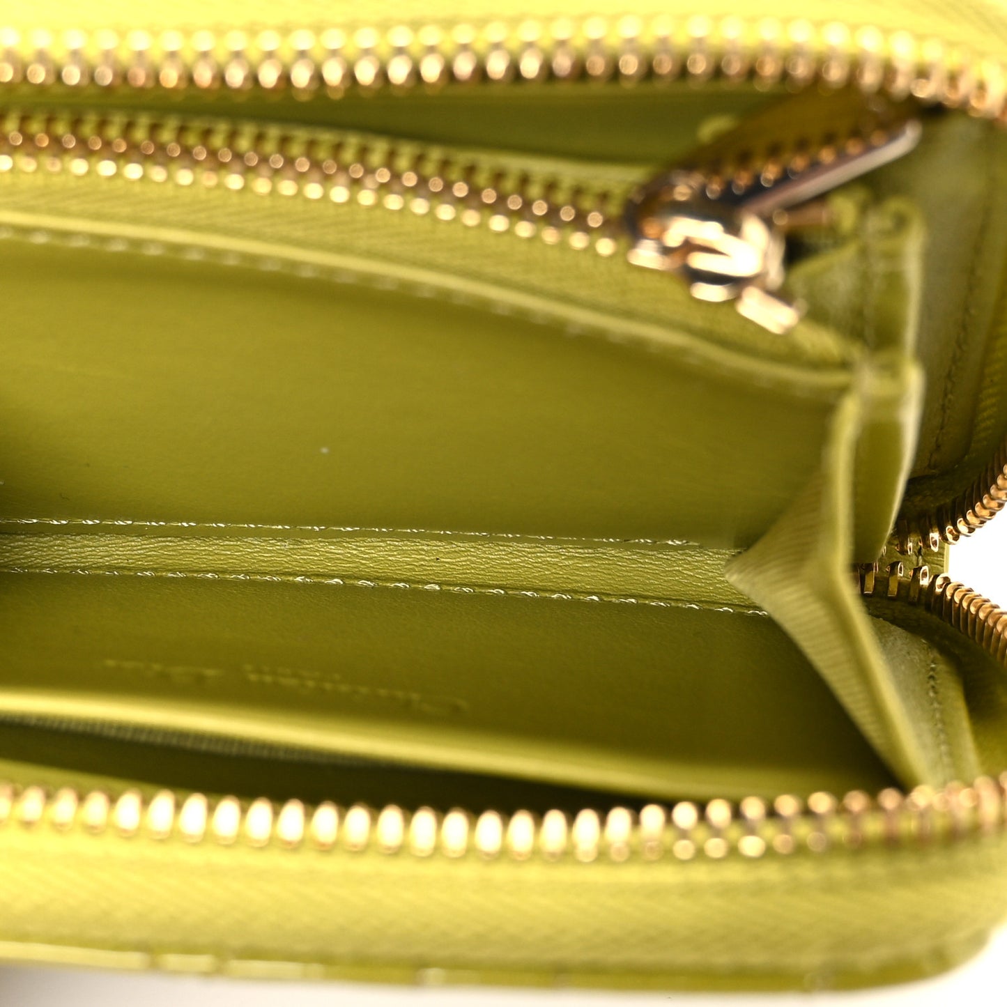 Patent Cannage Small Lady Dior Voyageur Coin Purse Lime