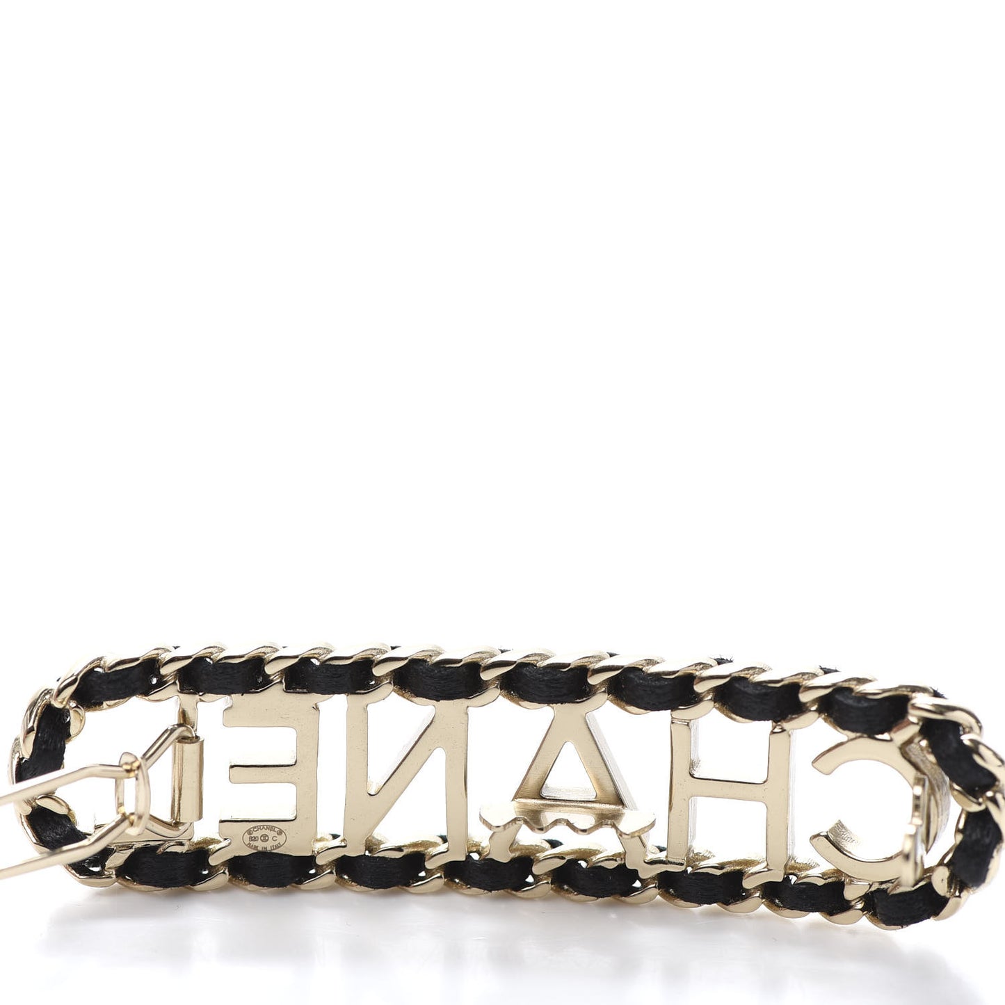Metal Lambskin Vintage Allure Logo Hair Clip Black Gold