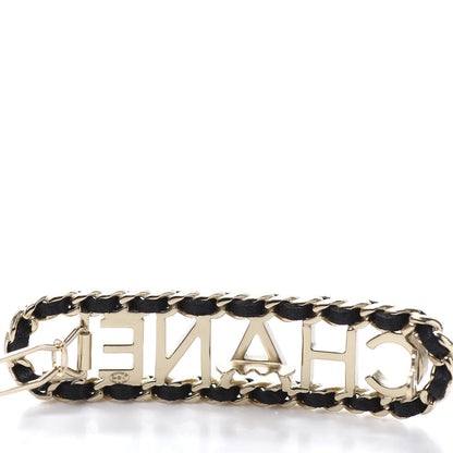 Chanel Metal Lambskin Vintage Allure Logo Hair Clip Black Gold 4 of 5