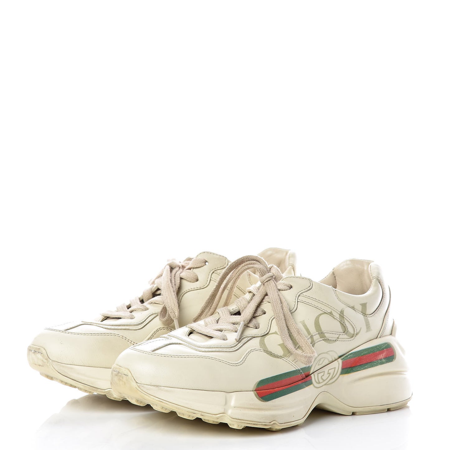 Calfskin Logo Womens Rhyton Sneakers 35.5 Ivory