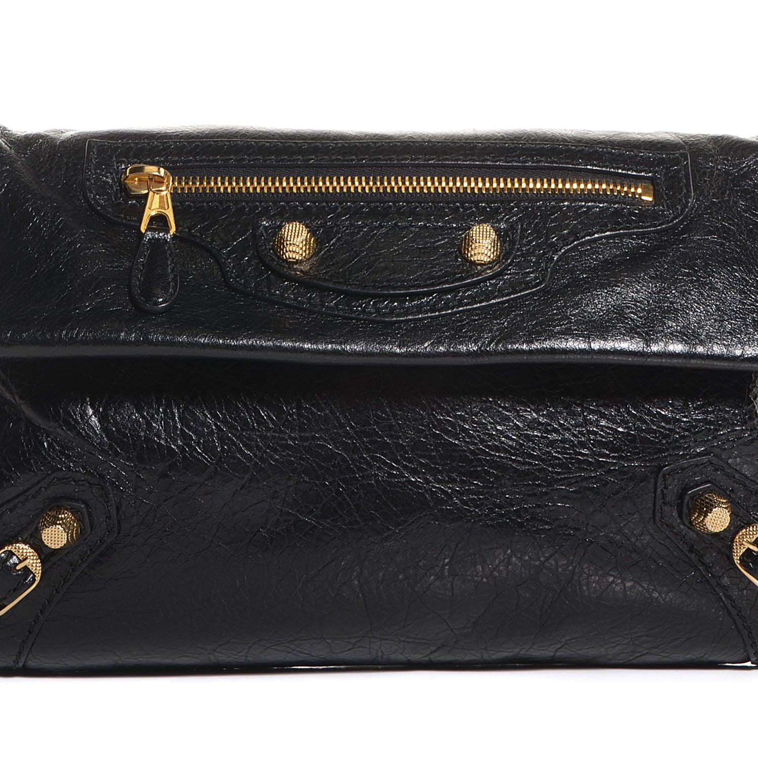 Balenciaga Agneau Giant 12 Gold Hardware Envelope Strap Clutch Black 10 of 10