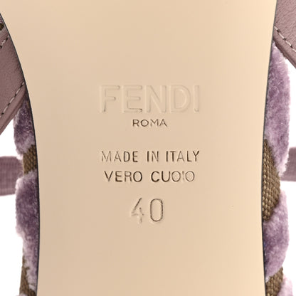 Fendi Vitello Grace Velluto FF Colibri 55mm Slingback Pumps 40 Dusty Mauve 7 of 9