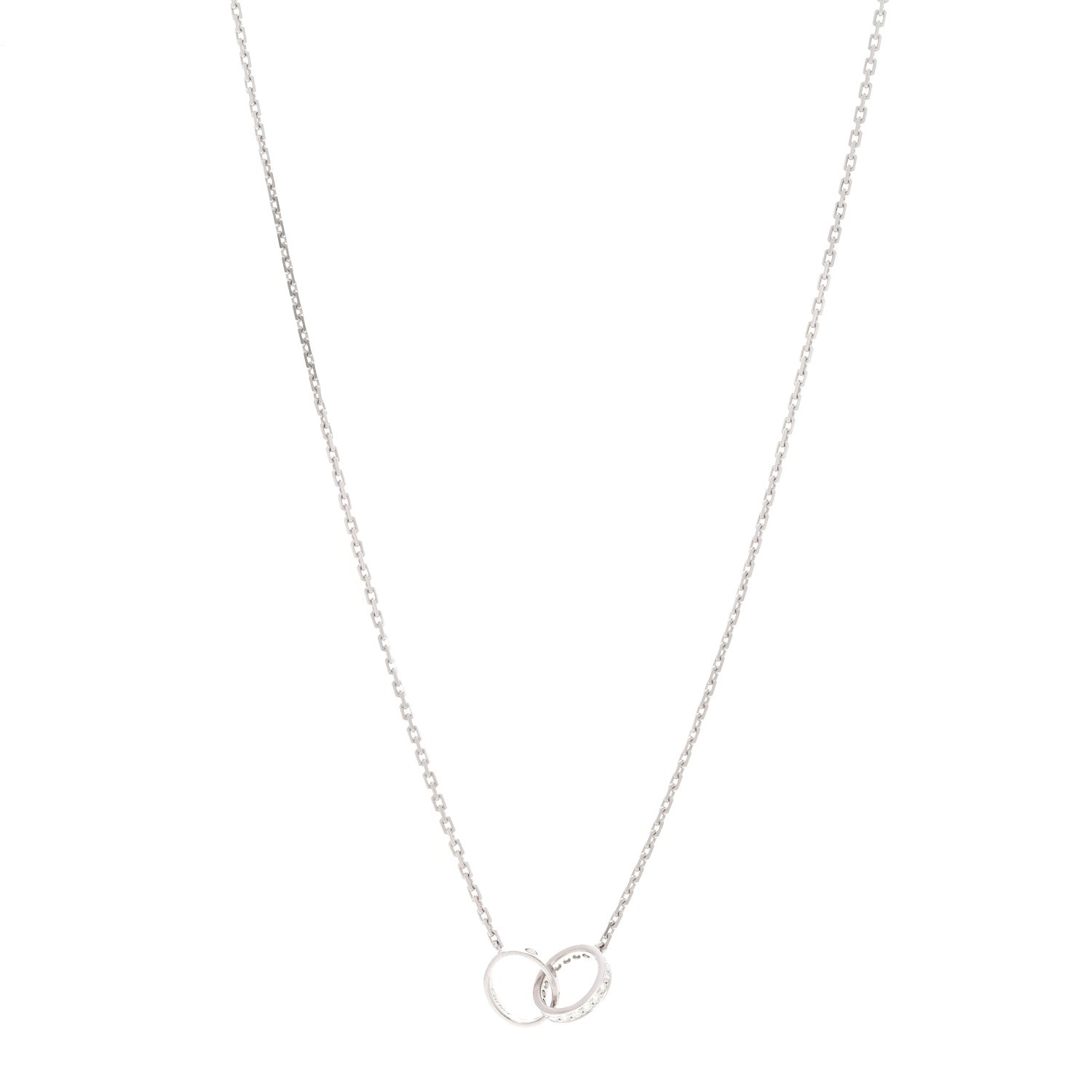 Cartier 18K White Gold Diamond Interlocking LOVE Necklace 1 of 6