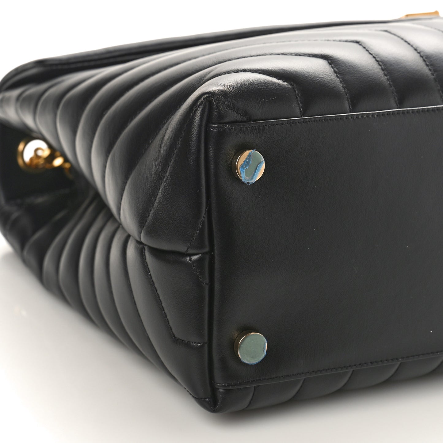 Calfskin Y Quilted Monogram Large Loulou Chain Satchel Black