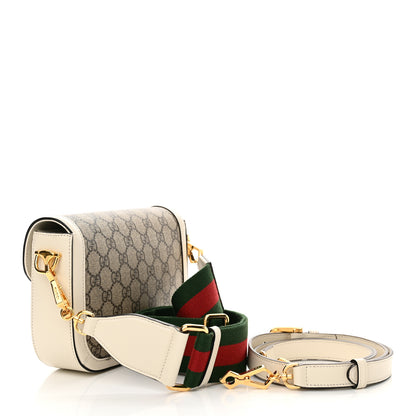 Gucci GG Supreme Monogram Web Mini Horsebit 1955 Shoulder Bag Beige Mystic White 3 of 11