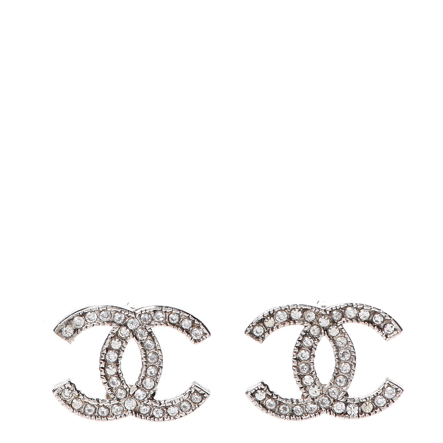 Chanel Crystal CC Earrings Silver 1 of 5