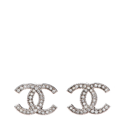 Chanel Crystal CC Earrings Silver 1 of 5