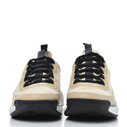 Chanel Velvet Calfskin Mixed Fibers CC Sneakers 39.5 Beige 2 of 15