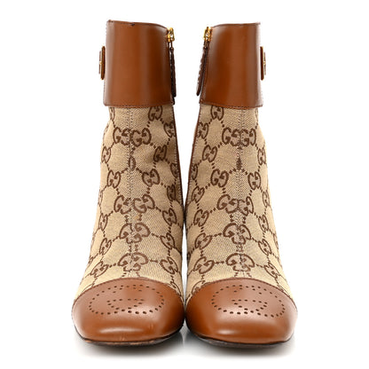 Gucci Monogram Cordovan Lux GG Ankle Boots 35 Beige Cuir 6 of 18