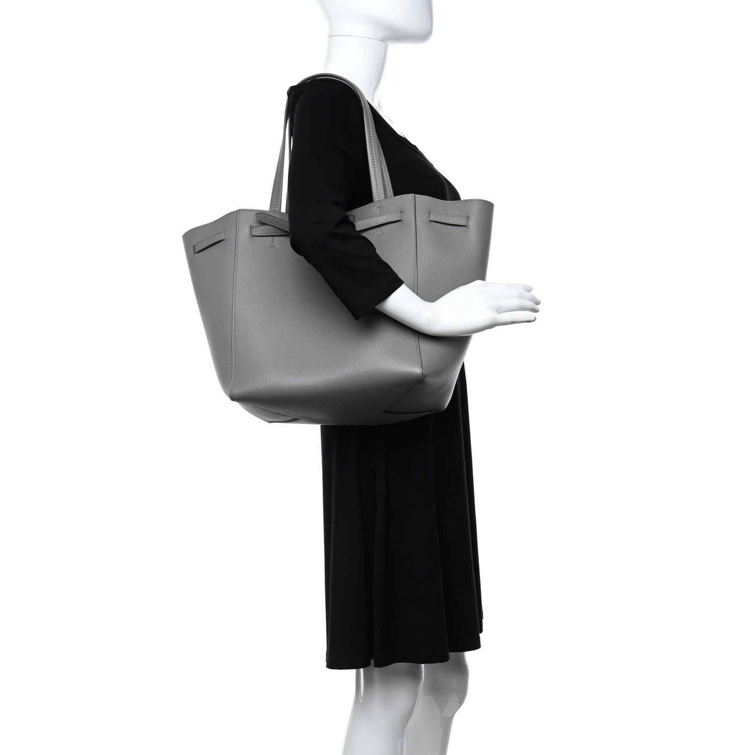Celine Soft Grained Calfskin Small Belt Cabas Phantom Zinc 2 of 9
