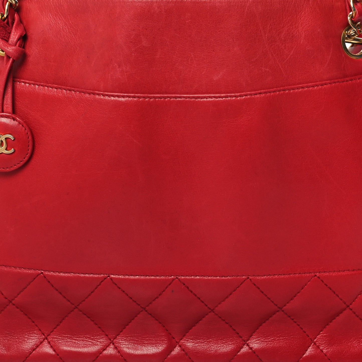 Lambskin Quilted Tote Red