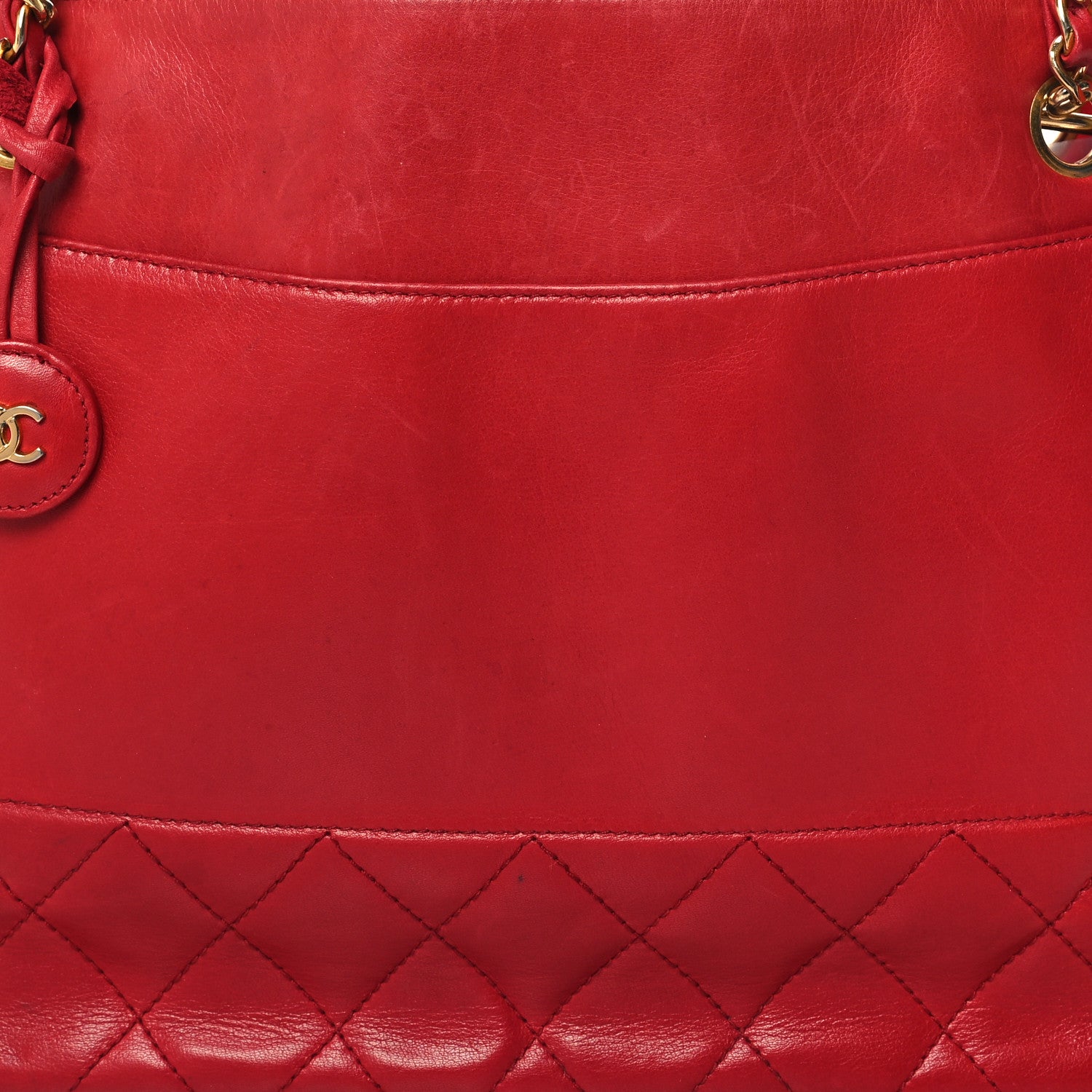 Chanel Lambskin Quilted Tote Red 9 of 15