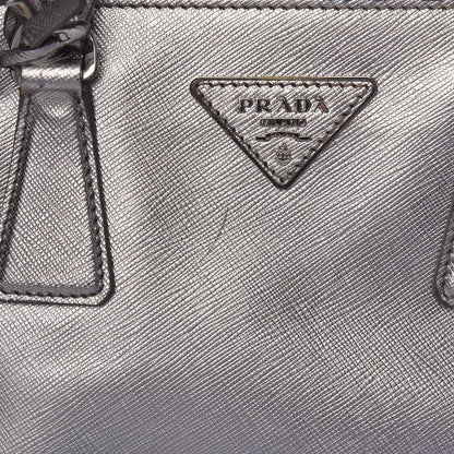 Prada Metallic Saffiano Small Galleria Double Zip Tote Cromo 11 of 13