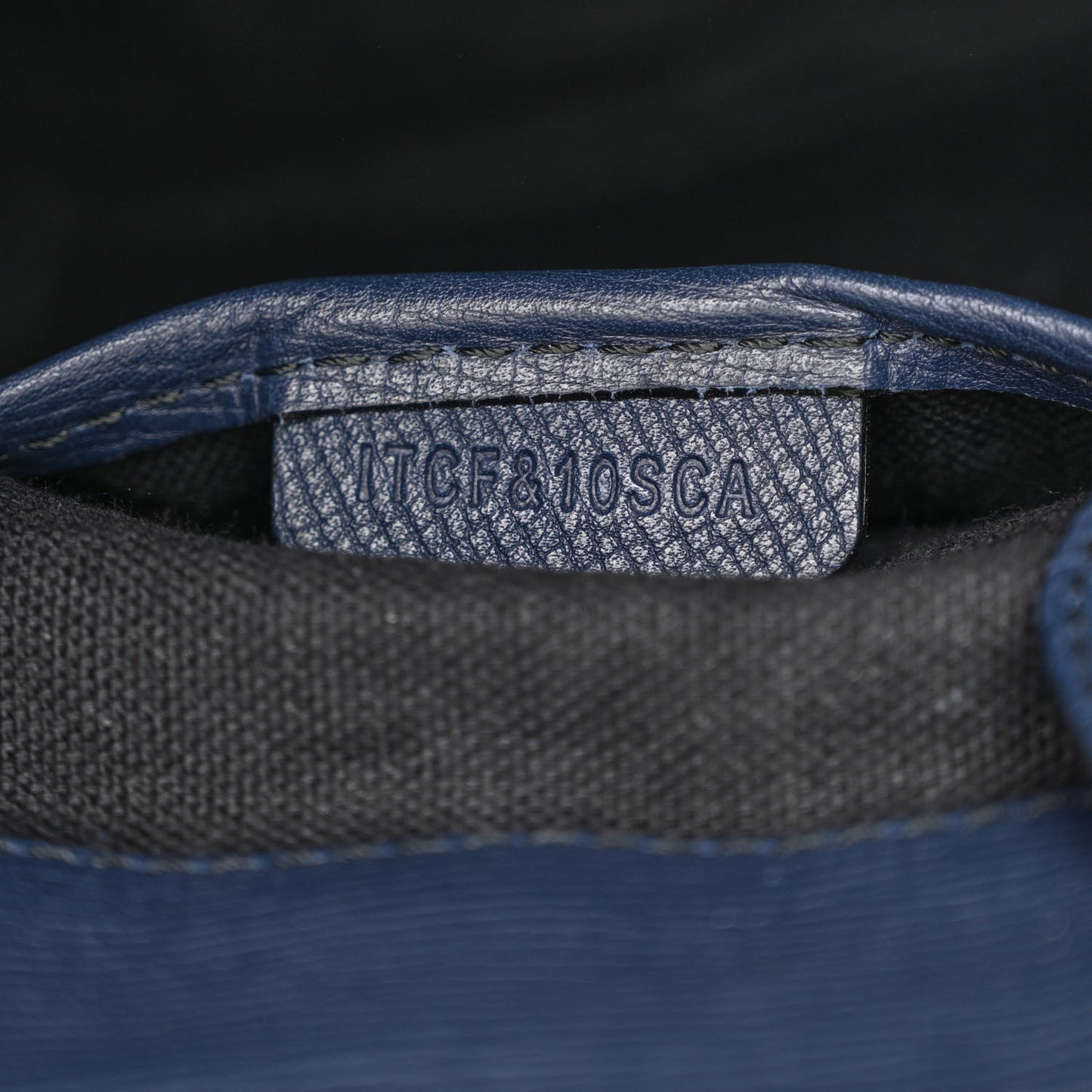 Grainy Calfskin House Check Small Banner Tote Ink Blue