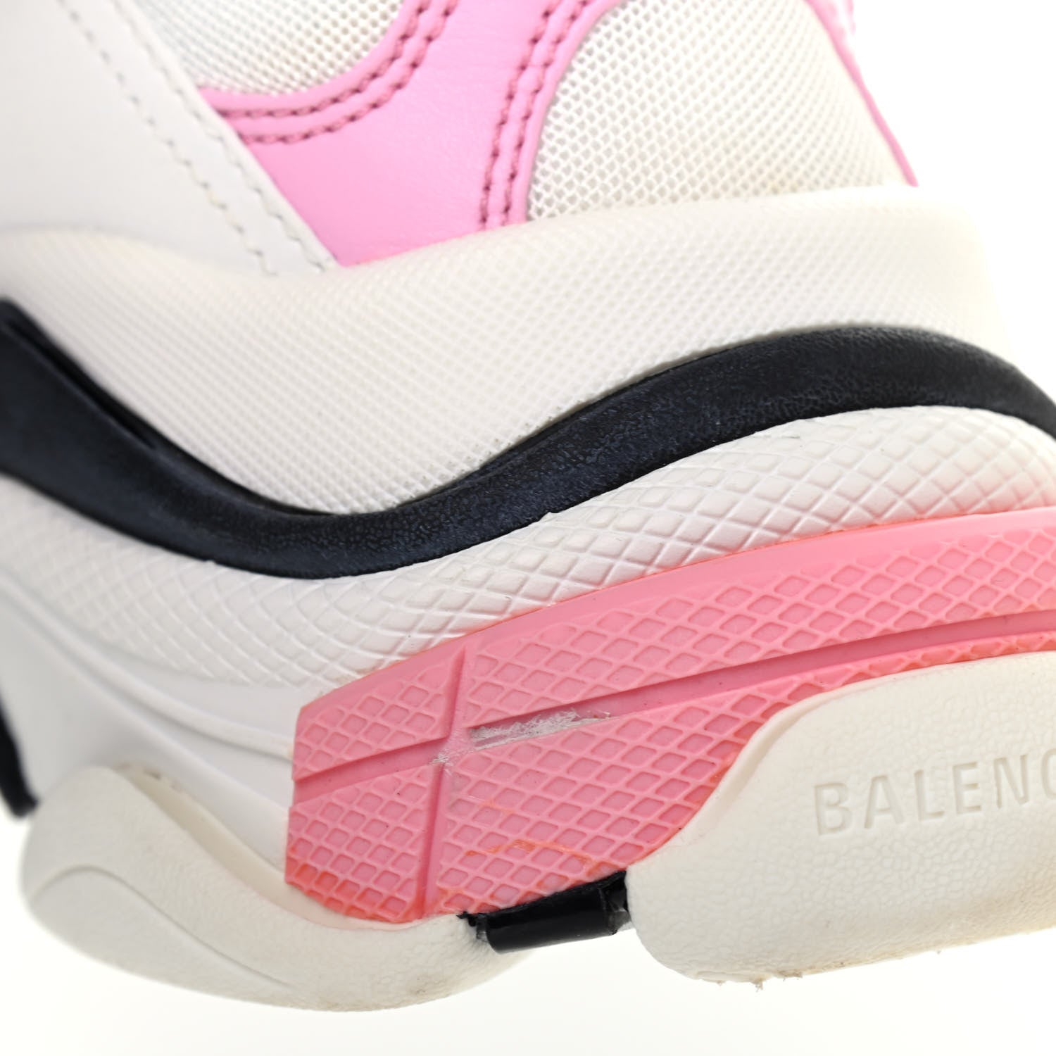 Balenciaga Fabric Mesh Washed Effect Womens Triple S Sneakers 40 Pink White Black 10 of 12
