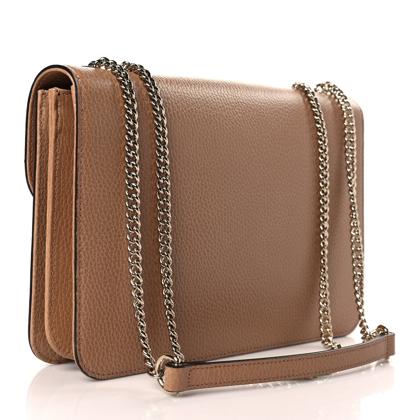 Dollar Calfskin Interlocking G Shoulder Bag Camelia