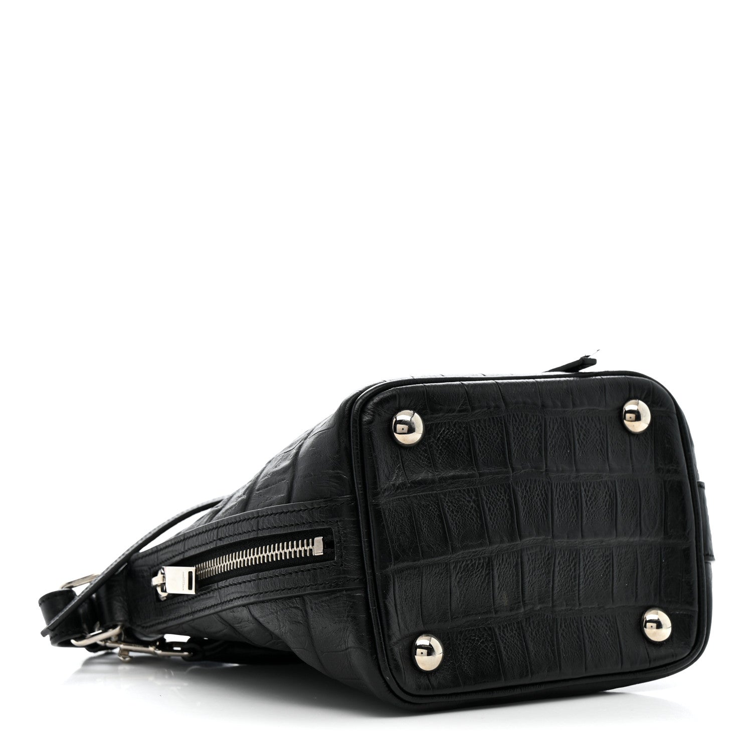 Saint Laurent Calfskin Crocodile Embossed Small Emmanuelle Bucket Bag Black 4 of 12