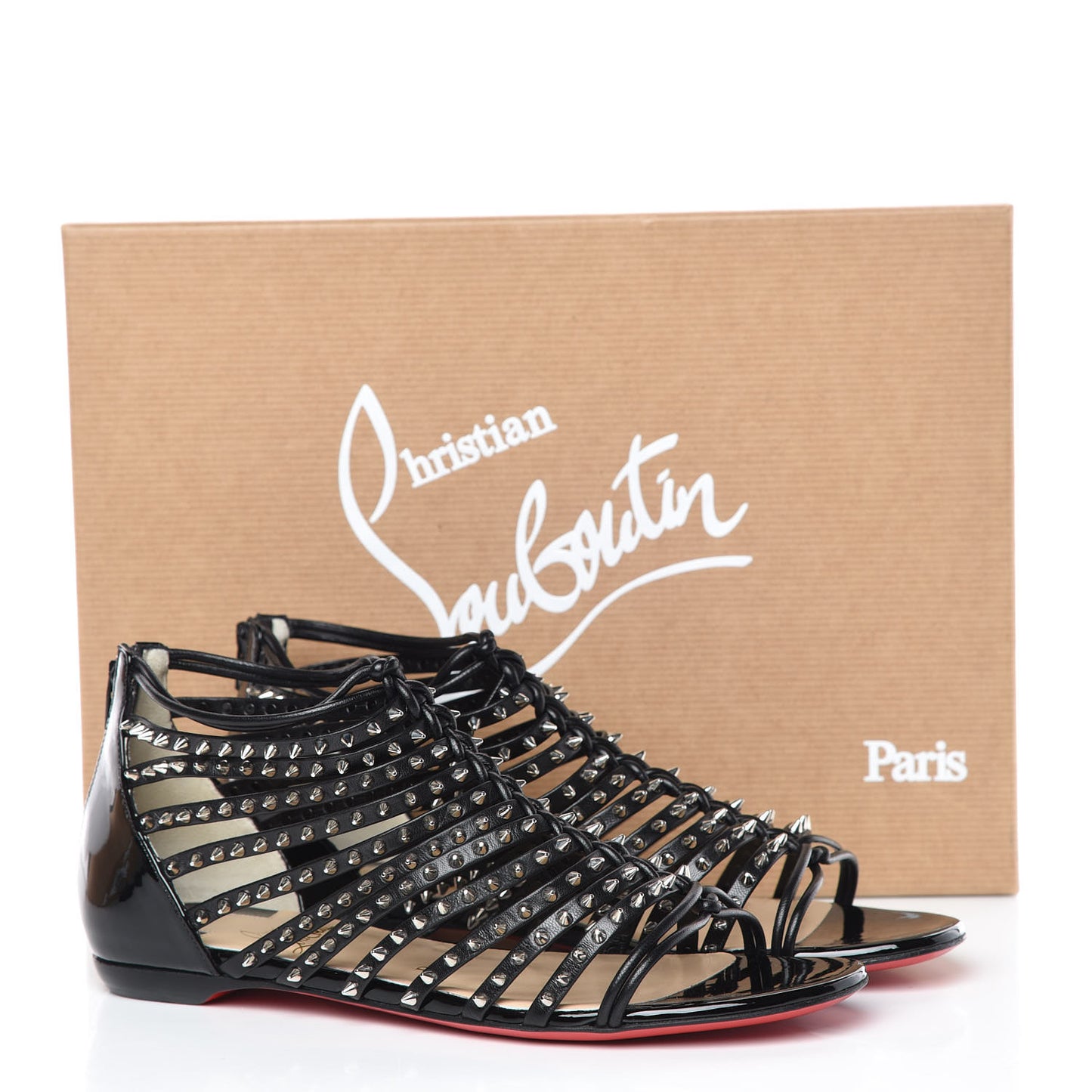 Patent Kid Millaclou Flat Cage Sandals 35 Black