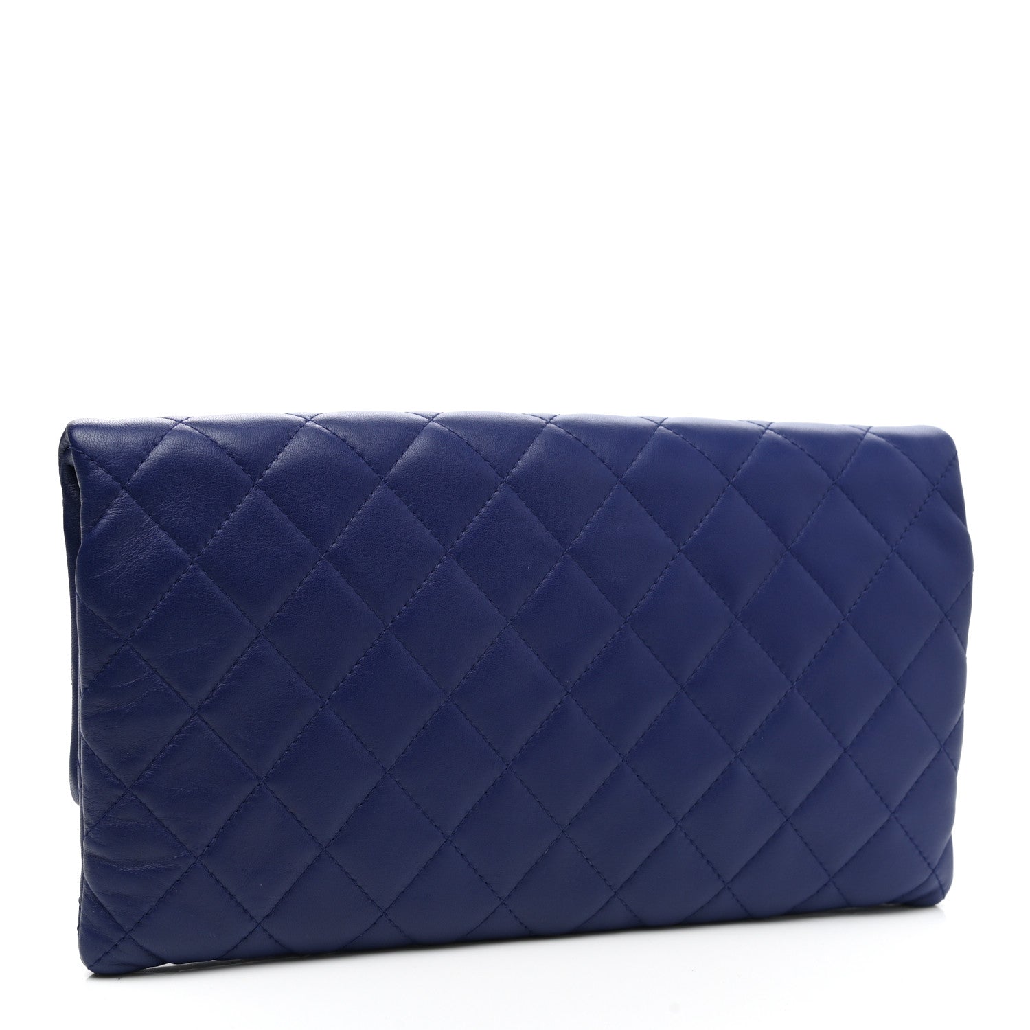 Chanel Lambskin Quilted CC Beauty Clutch Blue 2 of 7