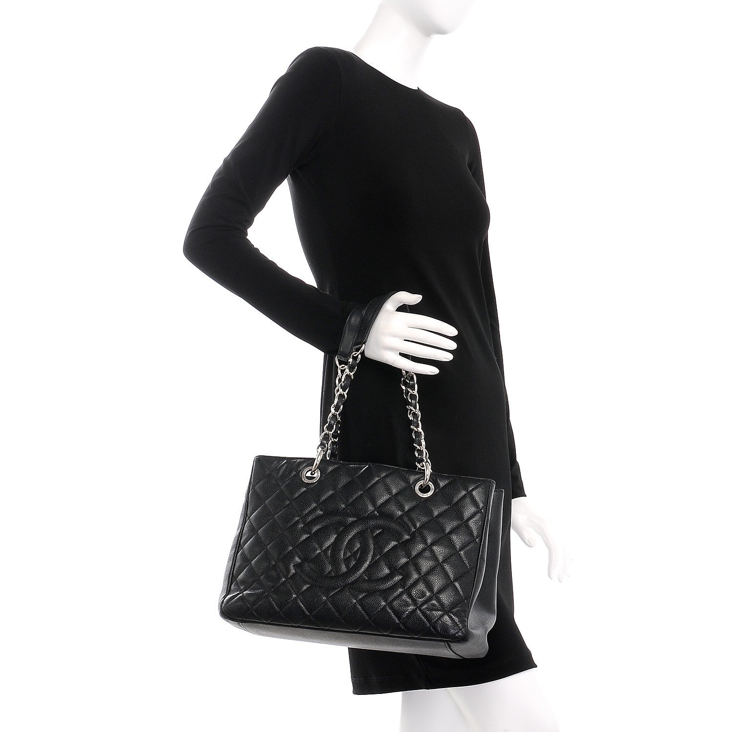 Chanel Caviar Quilted Grand Shopping Tote GST Black 2 of 7