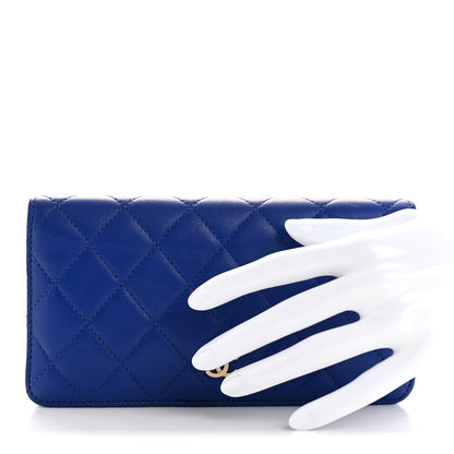 Chanel Lambskin Quilted Yen Wallet Blue 2 of 9