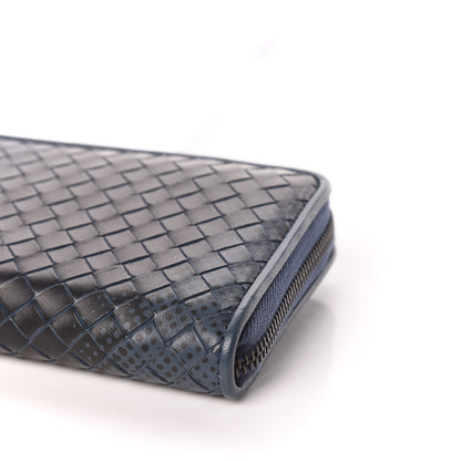 Bottega Veneta Nappa Intrecciato Gradient Spotted Zip Around Wallet Black Denim 6 of 10