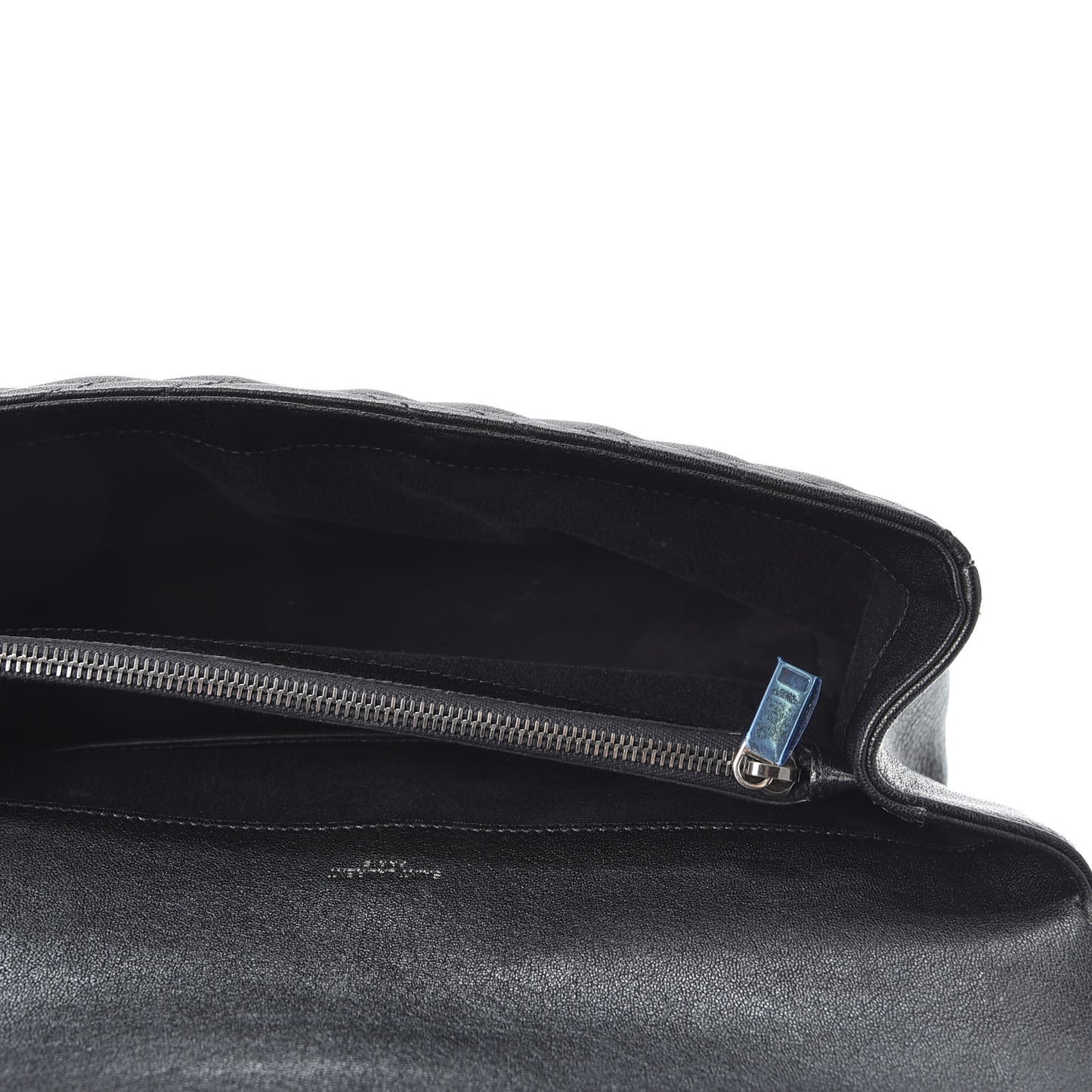 Sheepskin Matelasse Chevron Monogram Large College Satchel Black