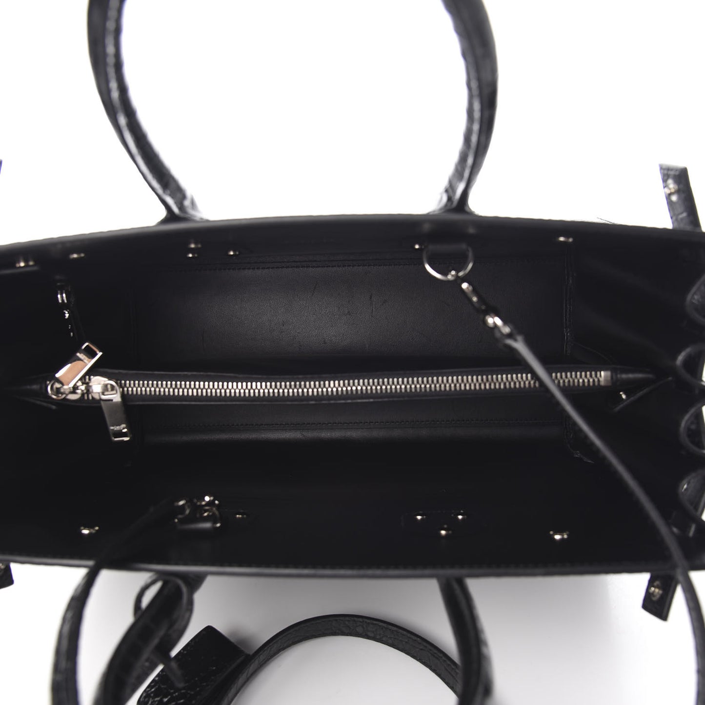 Calfskin Crocodile Embossed Small Sac de Jour Black