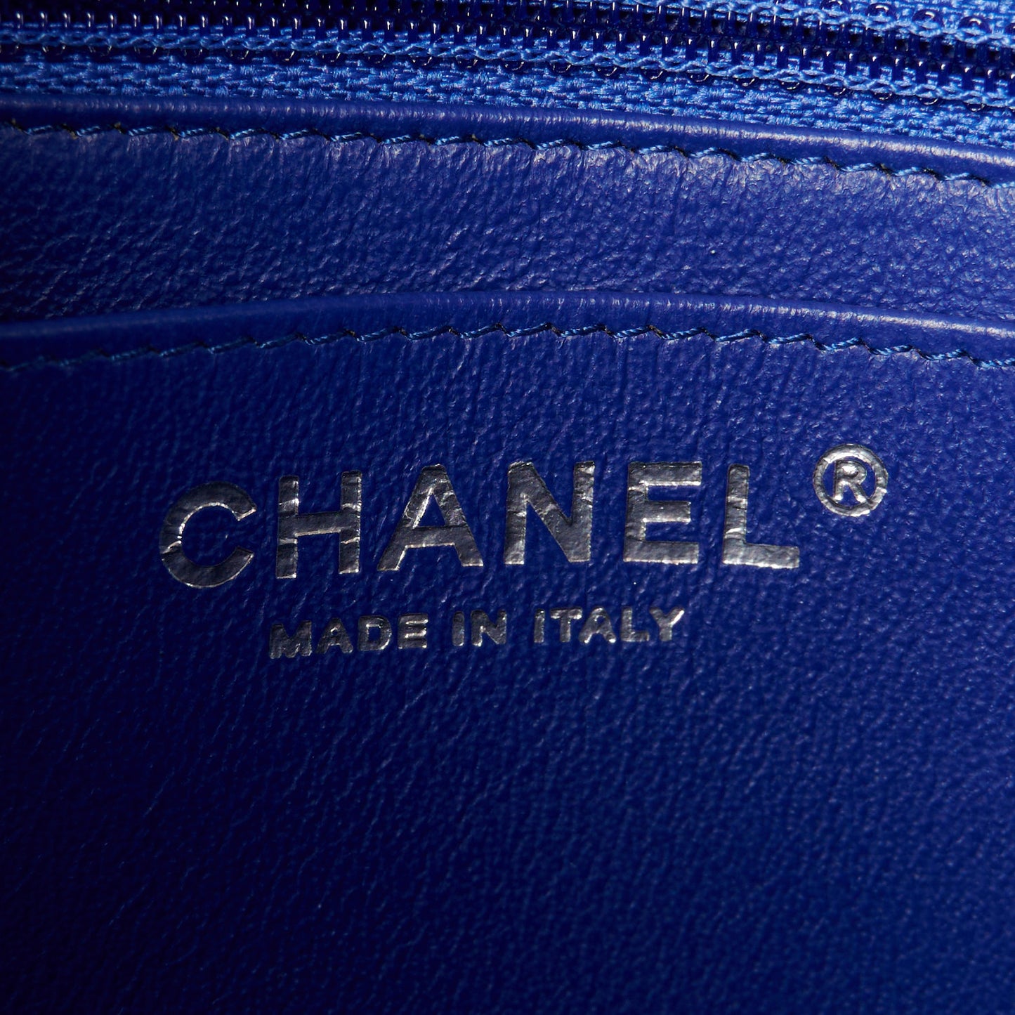 Patent Chevron Quilted Mini Square Flap Blue