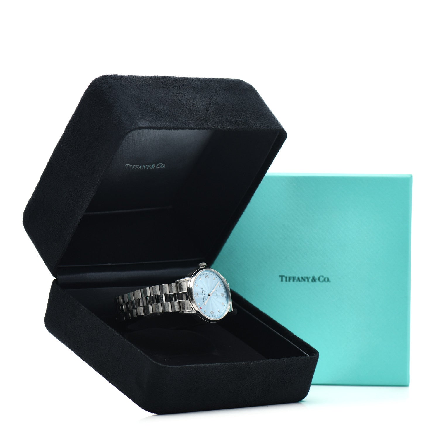 Tiffany Stainless Steel Diamond 34mm CT60 3-Hand Automatic Watch Ice Blue 5 of 5
