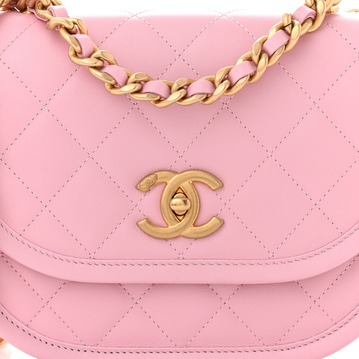 Chanel Calfskin Quilted Small Messenger Flap Pink 8 of 11