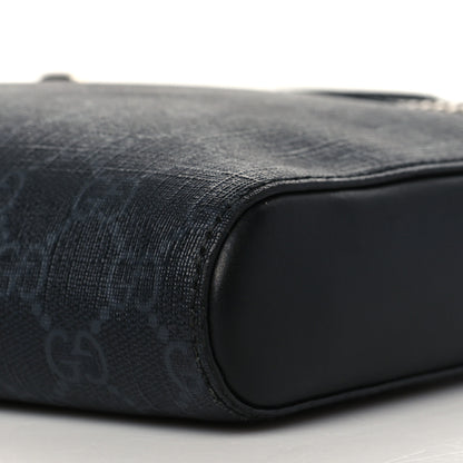 Gucci GG Supreme Monogram Web Small Flat Messenger Bag Black Grey 10 of 10