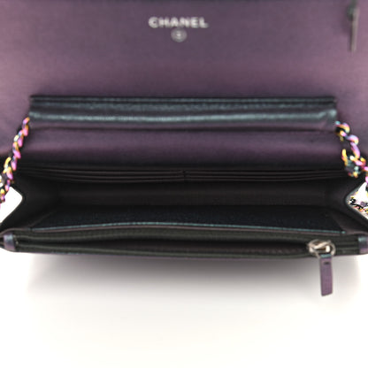 Chanel Iridescent Goatskin Quilted Wallet On Chain WOC Purp 4 of 9
