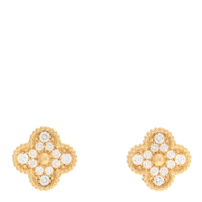 Van Cleef & Arpels 18K Yellow Gold Diamond Vintage Alhambra Earrings 1 of 5