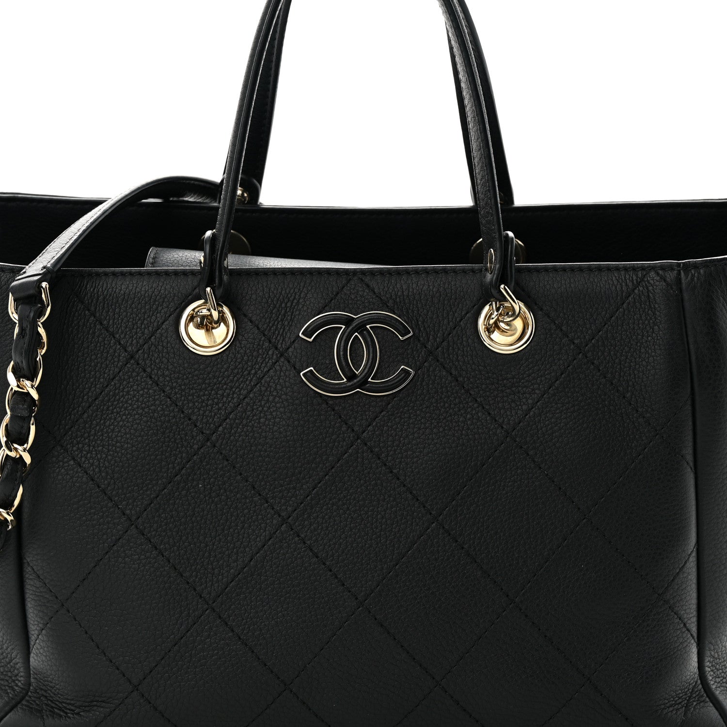 Chanel Bullskin Stitched Small Shopping Tote Black 8 of 10