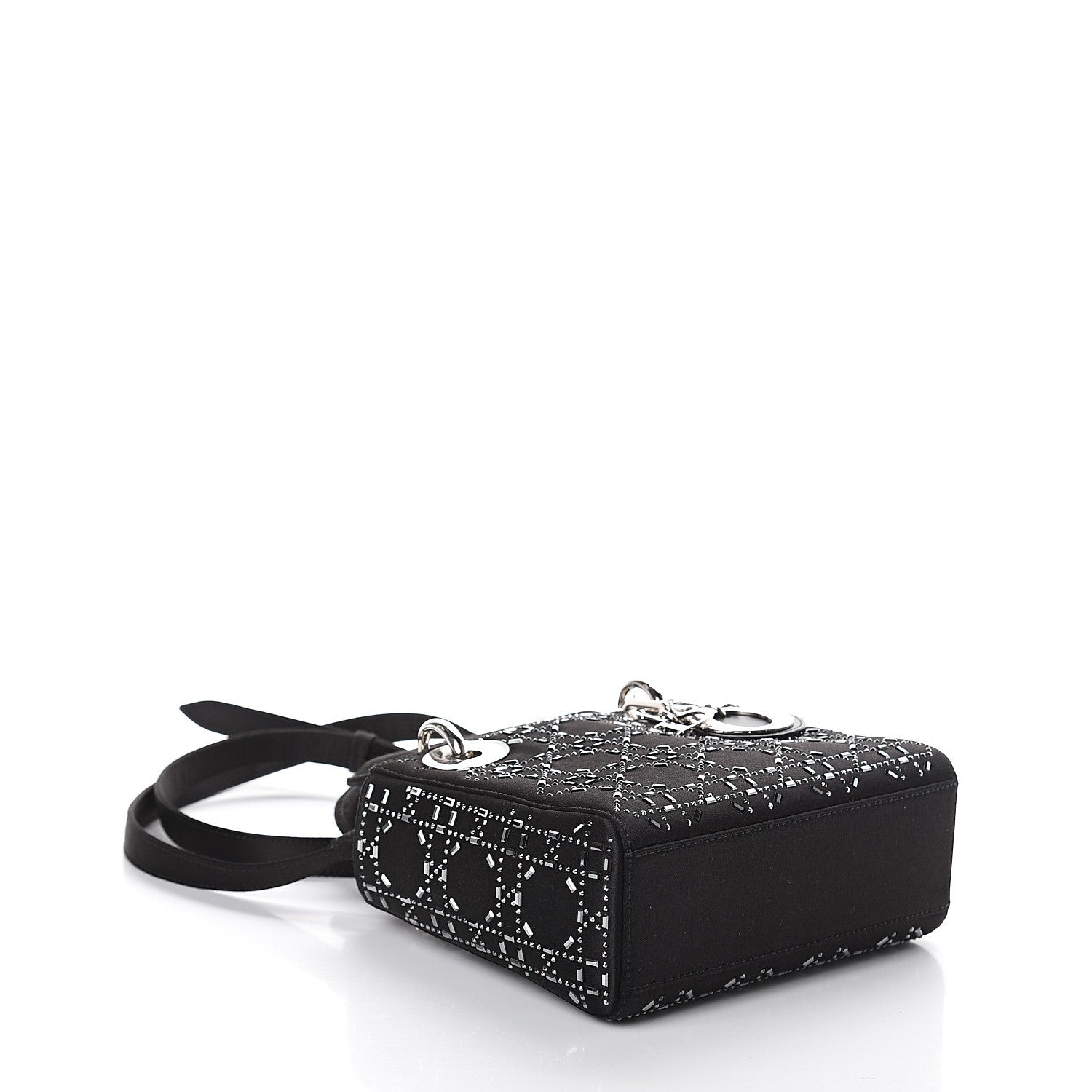 Christian Dior Satin Crystal Cannage Mini Lady Dior Black 3 of 7