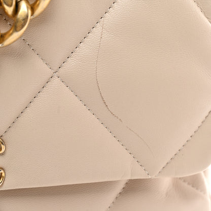 Chanel Goatskin Quilted Large Chanel 19 Flap Beige 10 of 10