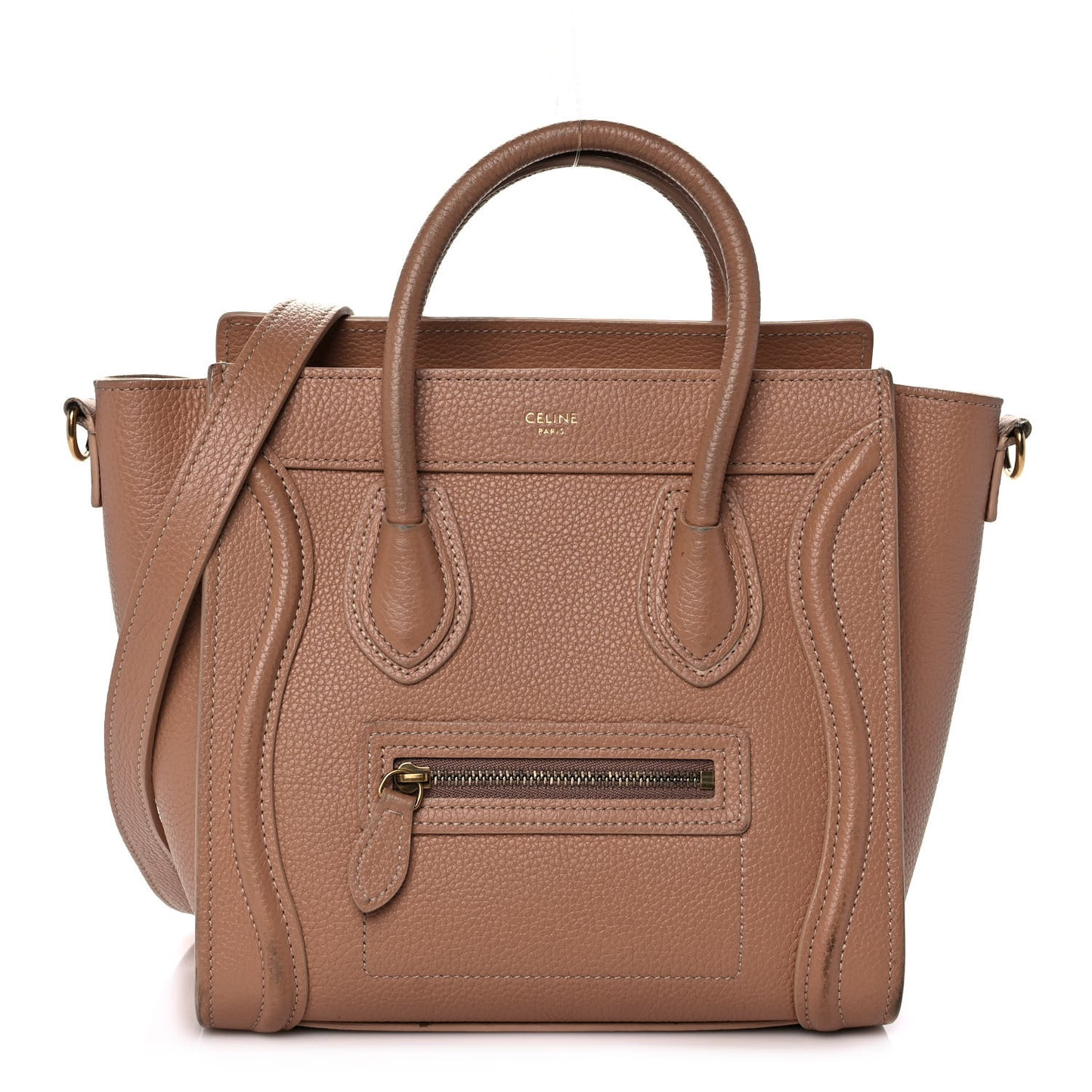 Drummed Calfskin Nano Luggage Camel