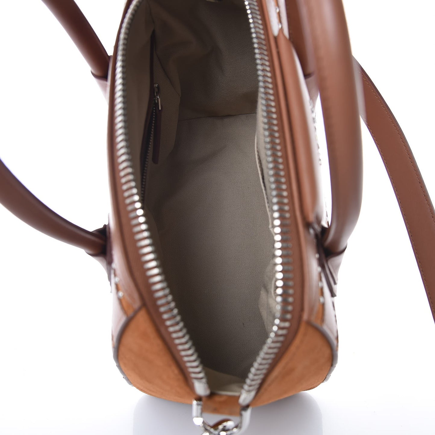 Calfskin Suede Small Studded Chevron Antigona Cognac