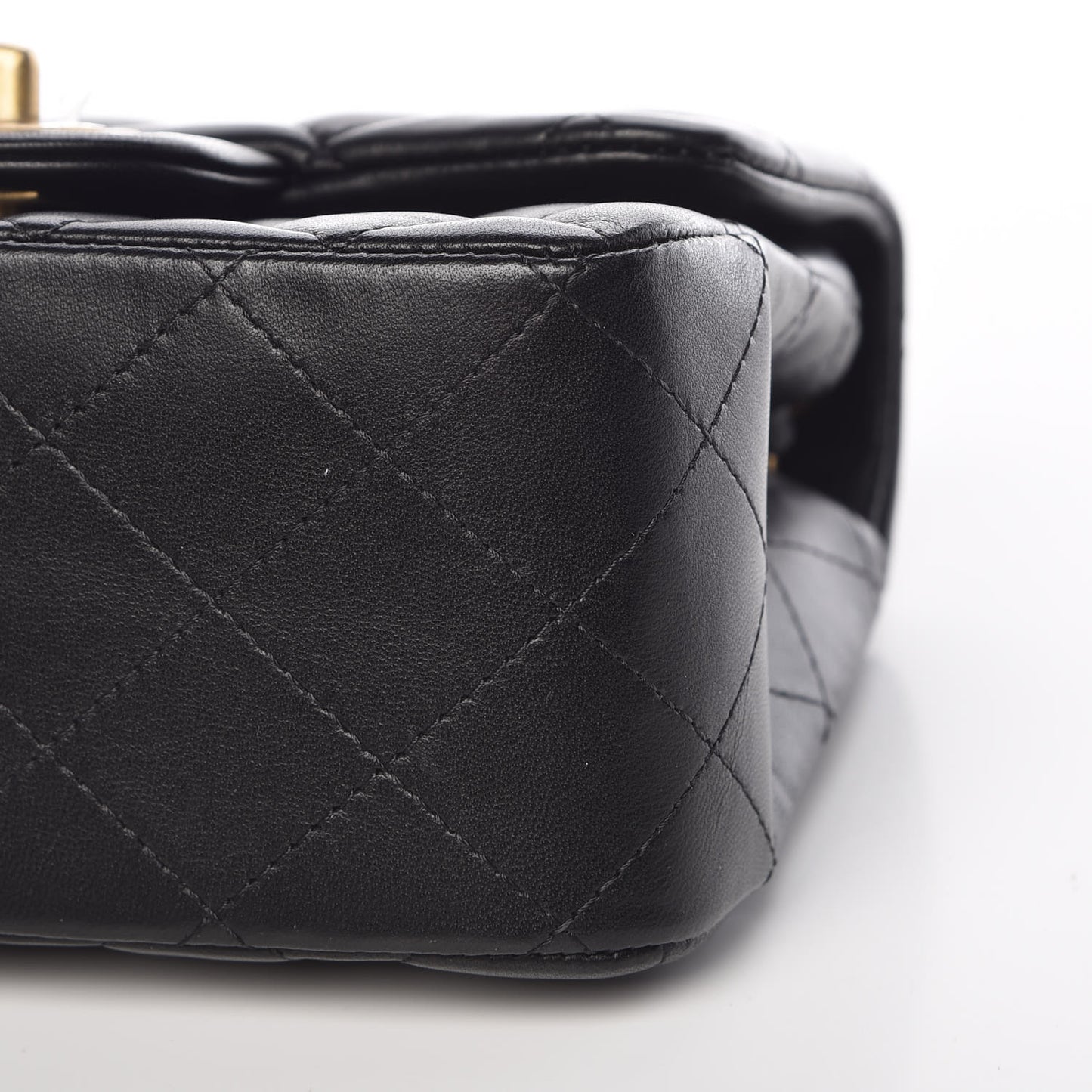 Lambskin Quilted Mini Square Flap Black