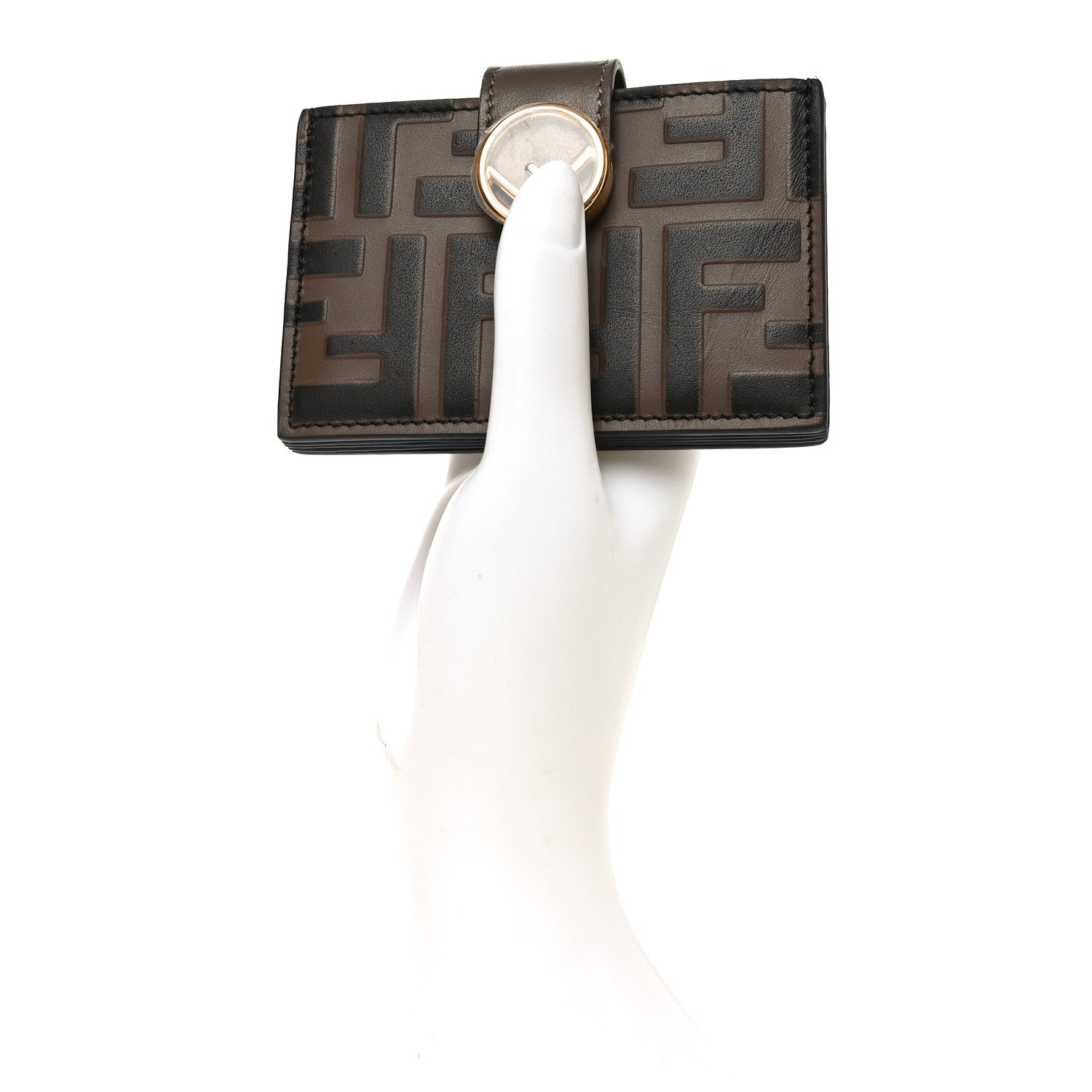 FENDI名刺入れCC CASE VIT.SOFT STAMPA FF 1974 Fendi Vitello Soft F is Fendi Bi-Color FF 1974 Embossed Gusseted