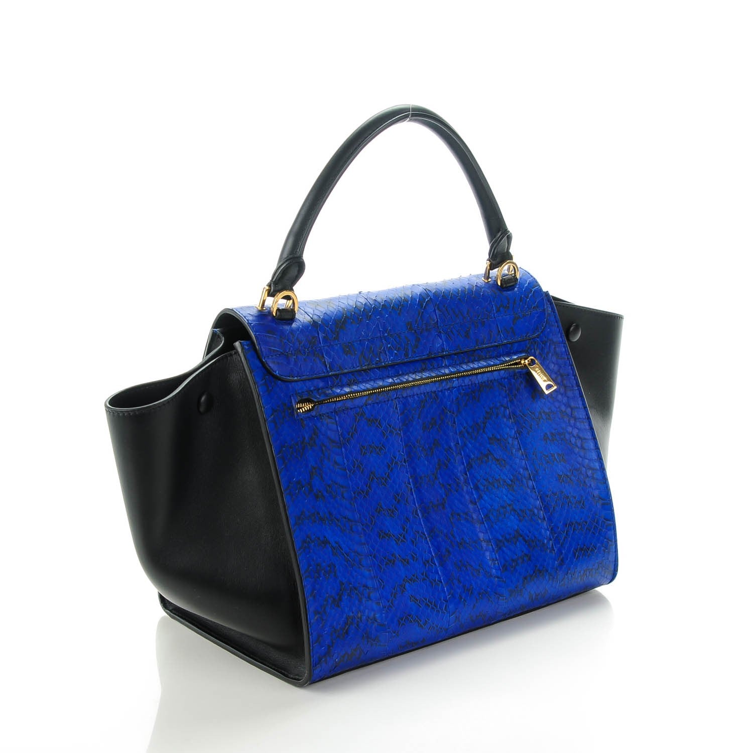 Celine Python Calfskin Medium Trapeze Blue Black 3 of 7