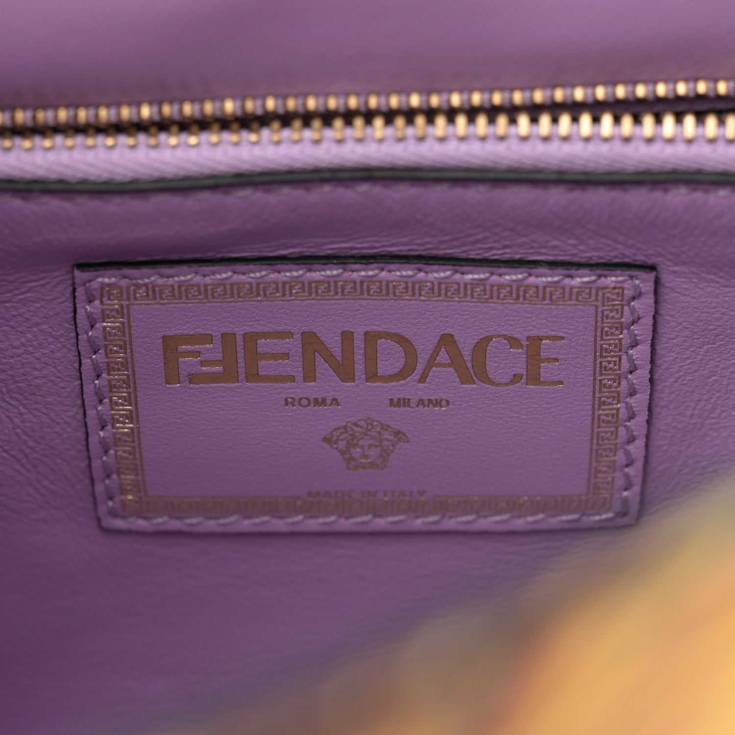 Versace X FENDI Grained Calfskin Fendace La Medusa Medium Top Handle Bag Baby Blue Multicolor 6 of 12