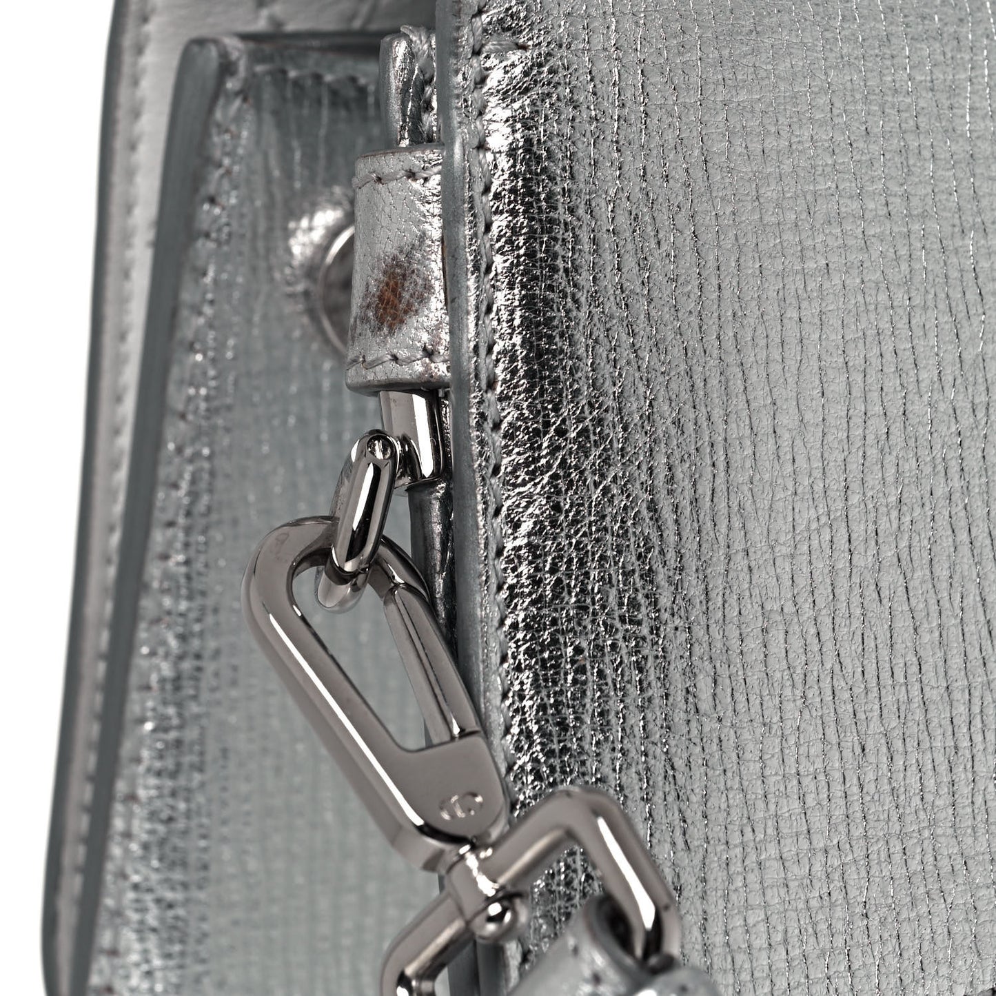 Metallic Goatskin Medium Diorever Flap Silver
