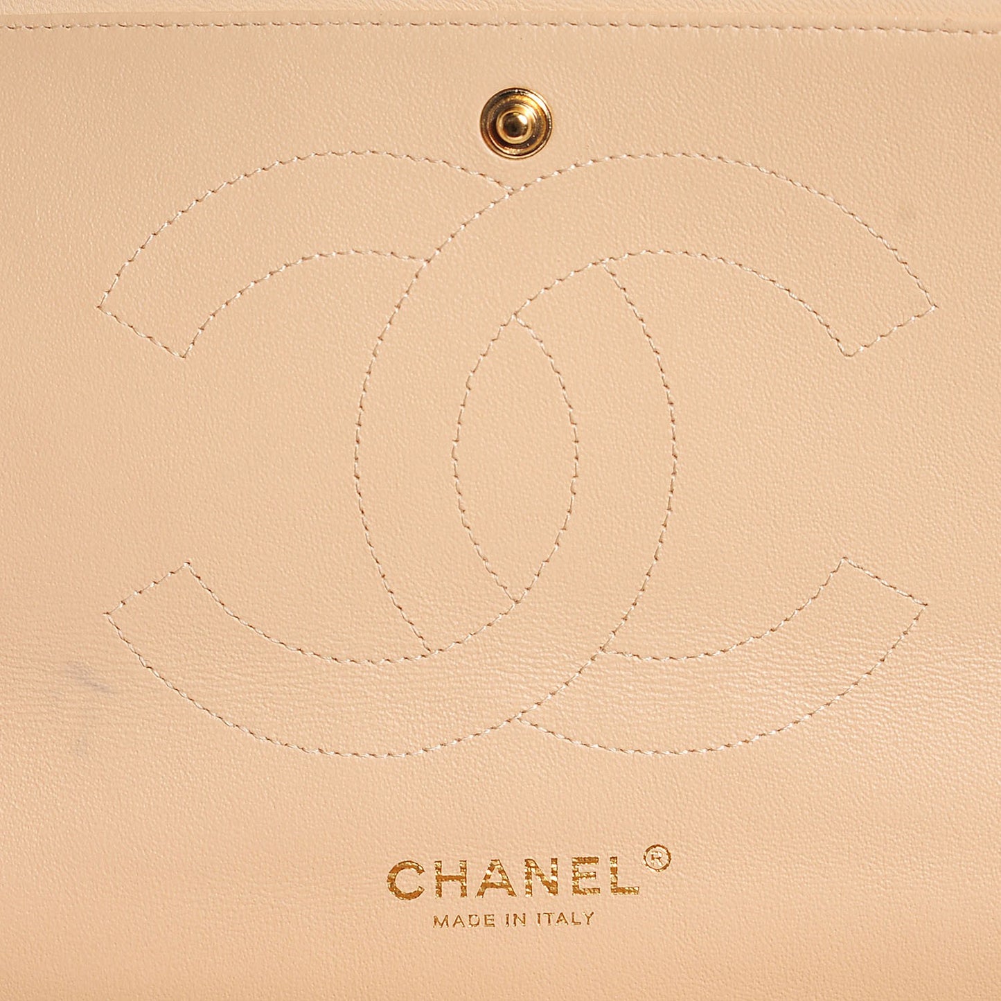 Lambskin Quilted Jumbo Double Flap Beige