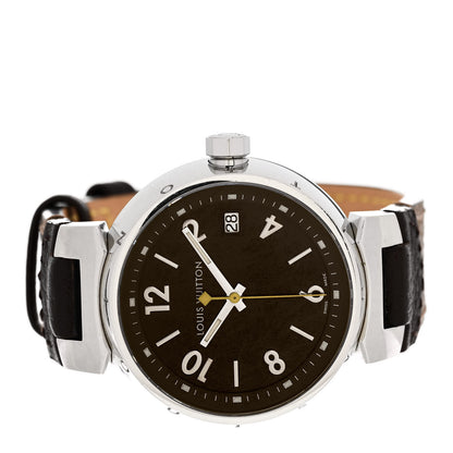 Louis Vuitton Stainless Steel Monogram 34mm Tambour Quartz Watch Brown 2 of 5